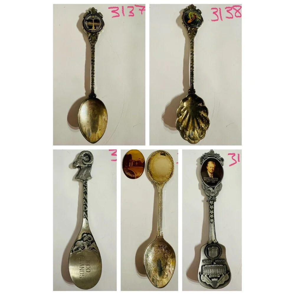 Vintage Souvenir Spoon Lot 5PC Silverplated Travel Canada Sydney Graceland